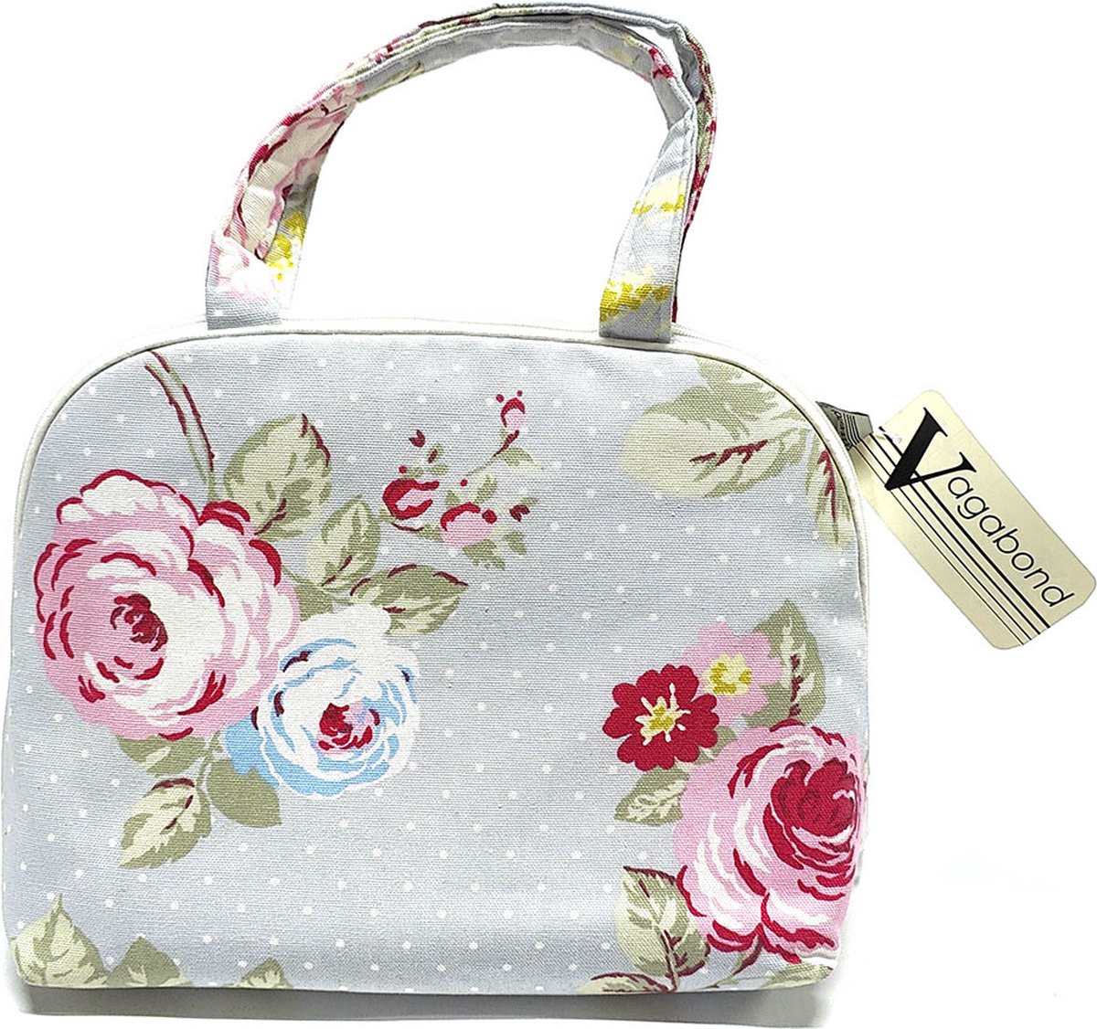Vagabond-2 Handle Cosmetic Bag-"Polka Rose" 6975-Afmeting 26 x 12 x 22 cm.