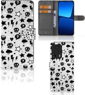 Telefoonhoesje Xiaomi 13 Lite Wallet Book Case met Pasjeshouder Silver Punk