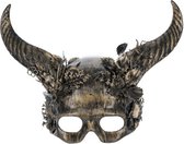Smiffys Kostuum Oogmasker Deluxe Horned Masquerade Goudkleurig