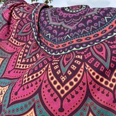 Lindian style - XL groot strandlaken - Mandala - Dun textiel - 100% katoen - Paars/geel