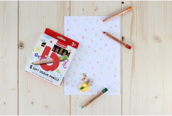 Bruynzeel Kids 6 crayons de couleur extra doux avec taille-crayon