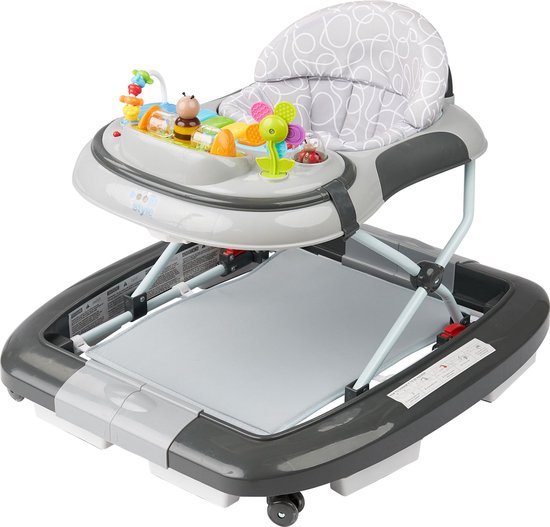 Foto: Ib style loopstoel babywalker baby loopwagen looptrainer speelset en dienblad schommelfunctie muziekfunctie little world grijs