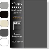 Sleeps Zacht Katoenen Topper Hoeslaken Antraciet 180x200 cm - Glad Katoen - Perfecte Pasvorm - Heerlijk Zacht