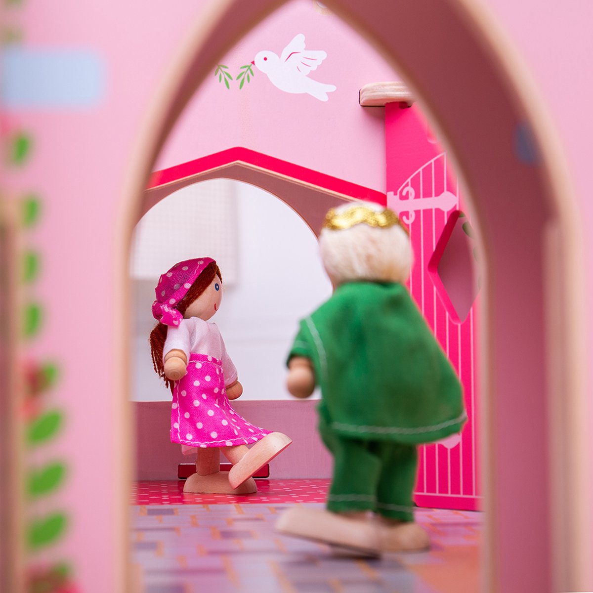 BigJigs speelgoed Kasteel roze met prinses - Speelgoedkasteel voor 3+ jaar