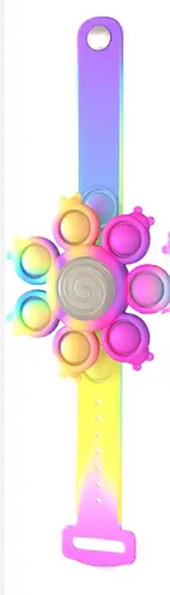 Pop it - Nieuw Spinning Light Popping Bracelet  - Armband met een licht in het donker - Push sensory toy - top roze met geel - Multi kleur -Pop it -Fidget toys- Bekend van TikTok -cadeautip