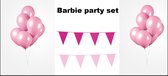 Barbie party set- 2x vlaggenlijn roze en pink - 100x Luxe Ballonnen roze - Film festival Barbie thema feest party verjaardag gala jubileum