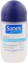 Sanex Active control deoroller 55 ml - pH Balance Dermo - Deodorantroller Anti-transpirant 0% alcohol - Anti-vlekken