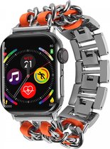 Gevlochten RVS Bandje Geschikt voor Apple Watch 1 / 2 / 3 / 4 / 5 / 6 / 7 / 8 / 9 / SE 41MM / 40MM / 38MM - Metalen Band - Roestvrij Staal - Roze Oranje
