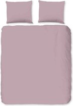 Luxe katoen dekbedovertrek effen roze - tweepersoons (200x200/220) - hoogwaardig en fijn geweven - prachtige dessin