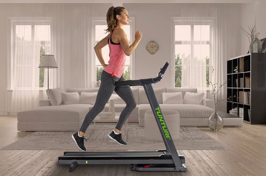 Tunturi Cardio Fit T35 Loopband inklapbaar - Hardloopband met Bluetooth - 12 trainingsprogramma's – Duidelijke monitor – 0,8 - 16,0 km/u - incl. trainings app - EU veiligheid gecertificeerd