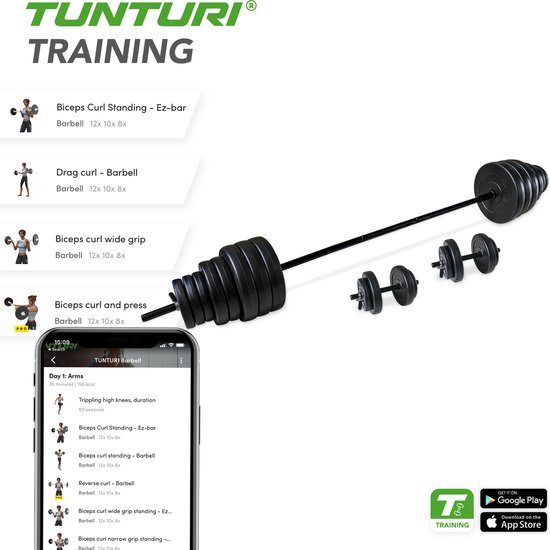 Tunturi Platinum Hexa Rubber Dumbbell Sets - (10 sets - 1 t/m 10kg) - Zwart