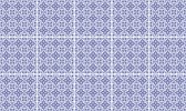 Ulticool Decoratie Sticker Tegels - Blauw Wit Patroon Retro Vintage - 15x15 cm - 15 stuks Plakfolie Tegelstickers - Plaktegels Zelfklevend - Sticktiles - Badkamer - Keuken