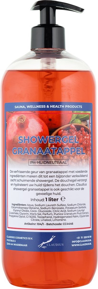 Goedkoopste Claudius Douchegel Granaatappel 1 liter - met gratis pomp - Showergel