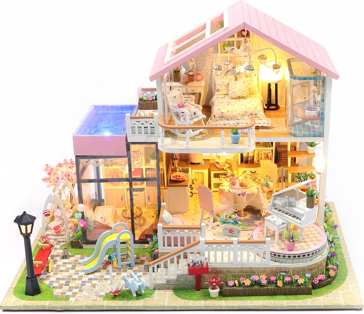 Hongda DIY Miniatuur Huisjes - Modelbouwpakket - Houten Modelbouw - Voor Volwassenen (14+) - Poppenhuis - DIY - Sweet Words (13846)