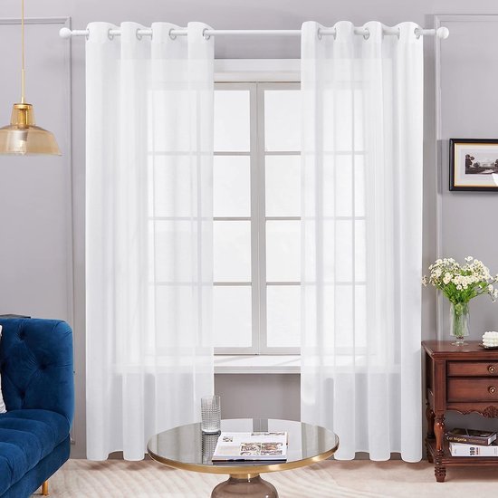 Voilages long porte balcon, rideau transparent avec dentelle, rideau de  porte avec