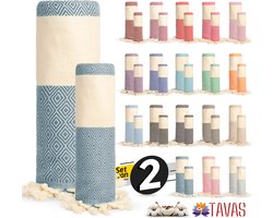 Rome Set van 2 | Hamamdoek 100x180 cm en Handdoek 50x90 cm 100% Katoen Spa Backpack Sauna Strandlaken Petrol Groen