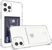 Transparant Dun TPU Hoesje met Pasjeshouder Geschikt voor Apple iPhone 12 | Back Cover | Schokbestendig | Ultra Dun | Kaarthouder Achterkant | Shockproof | Doorzichtig