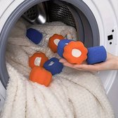 Boules de lavage bleues épilateur machine à laver - Set de 4 - Machine à laver éponge - Enlève les poils de chat Poils de chien dans la machine à laver - Absorbe la poussière des poils pendant le lavage - Boules d'ours bleues auto-séchantes