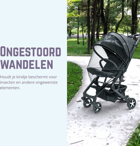 Casteleyn® - Muggennet voor de kinderwagen - Universeel - Ook voor babynest of campingbed - Buggyklamboe - Insectengaas - Klamboe - Muskietennet - Zwart van Casteleyn — afbeelding 3