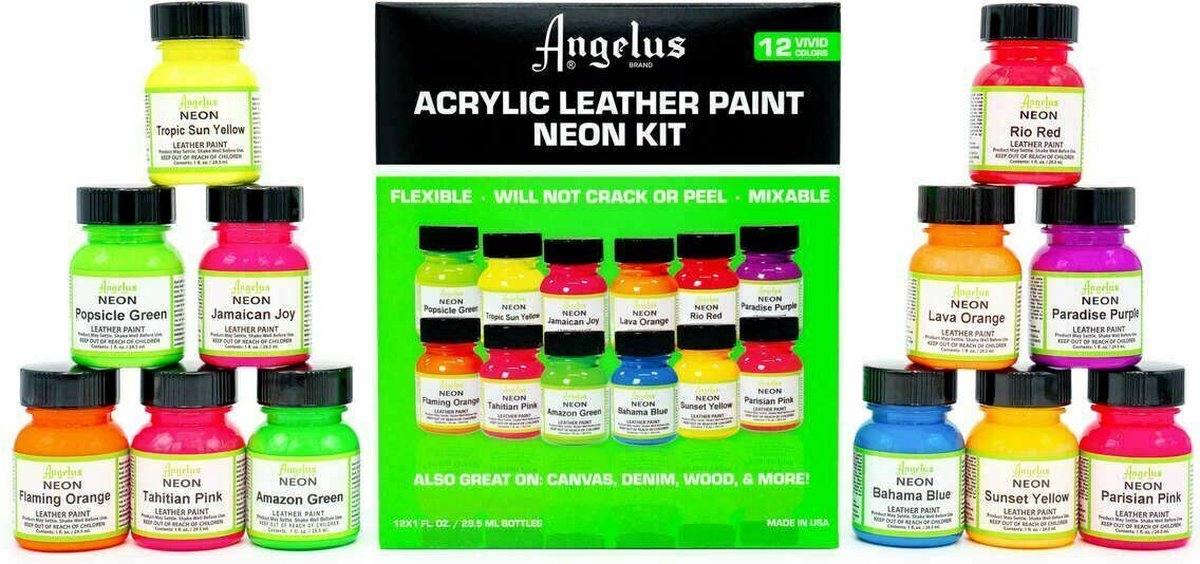 Angelus Leerverf - Neon Kit - 12 kleuren