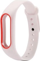 CHPN - Siliconen Bandje - Geschikt voor Xiaomi Mi 2 - Wit/Rood} - Siliconen - Horlogebandje