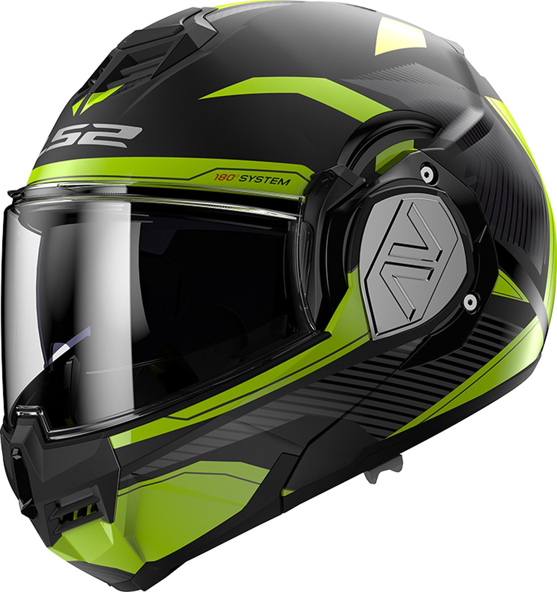 LS2 FF906 Advant Revo systeemhelm mat zwart geel
