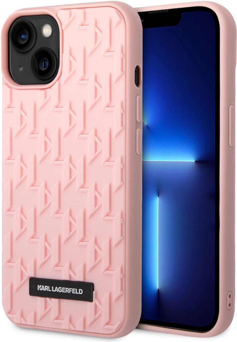 iPhone 14 Backcase hoesje - Karl Lagerfeld - Effen Roze - TPU (Zacht)
