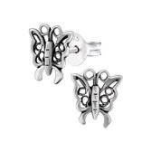 Zilveren oorbellen | Oorstekers | Zilveren oorstekers, opengewerkte vlinder