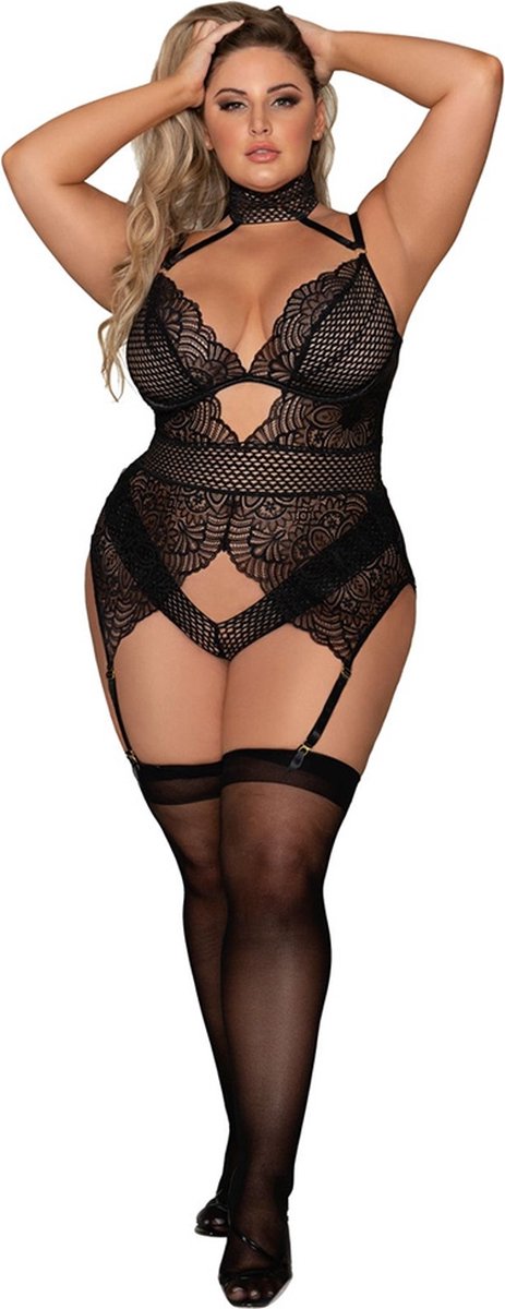 Goedkoopste Dreamgirl (All) Kanten Kousenband Teddy - XL black 3X