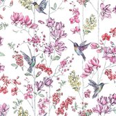 DUTCH-WALLCOVERINGS-Behang-kolibrie-roze