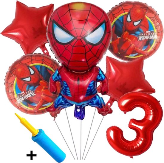 Spiderman ballon set - inclusief Luxe ballonnen pomp - Folie Ballon - Superhelden - Themafeest - 3 jaar - Verjaardag - Ballonnen - Versiering - Helium ballon - Luxe ballonpomp