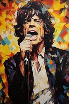 Muziek Poster - Mick Jagger Poster - The Rolling Stones Poster - Portret Poster - Rock Poster - Abstract Poster - Wanddecoratie - 51x71 - Geschikt om in te lijsten