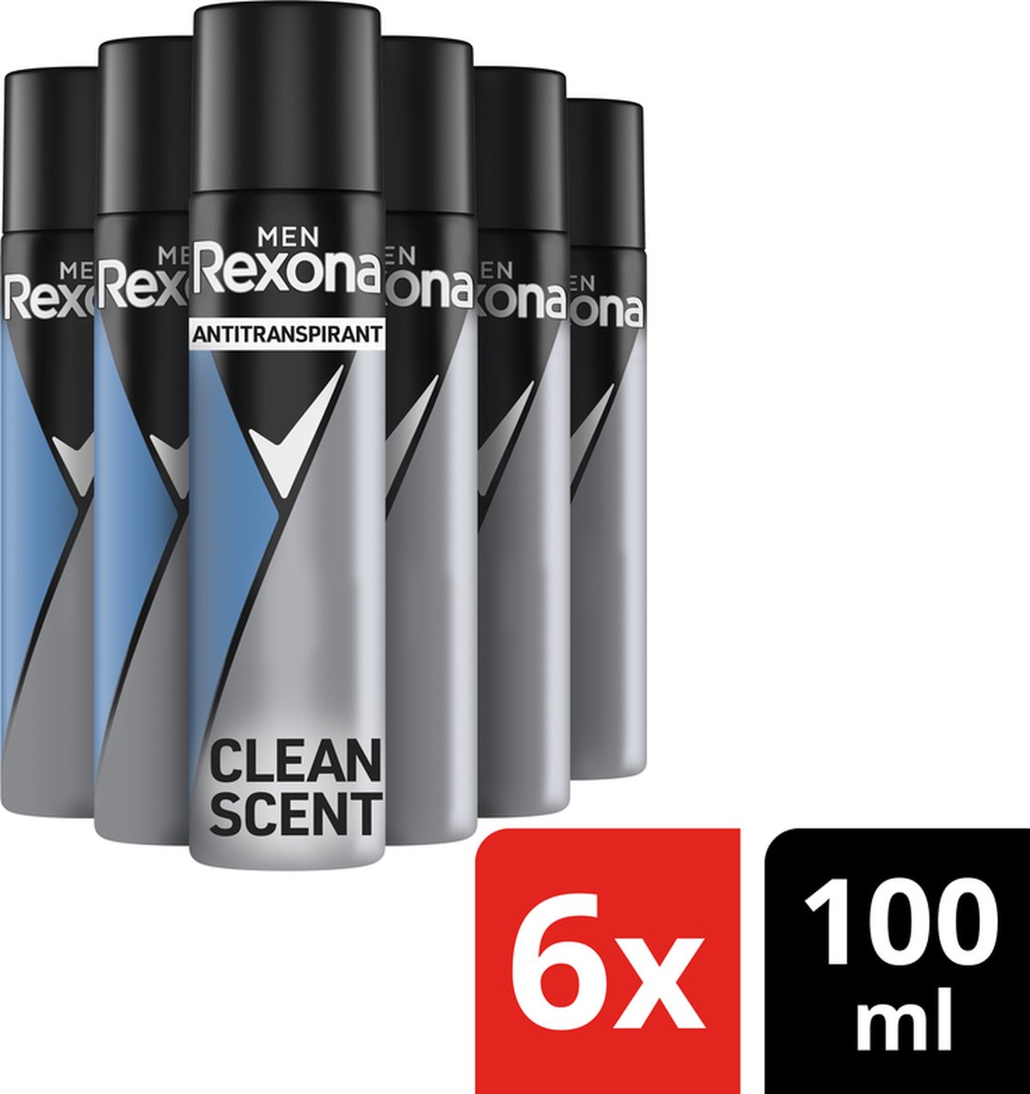 Goedkoopste Rexona Men Clean Scent - Deodorant Spray - 6x100 ml - Voordeelverpakking