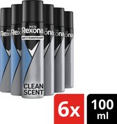 Bol.com Rexona Men Clean Scent - Deodorant Spray - 6x100 ml - Voordeelverpakking aanbieding