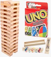 Spellen Set - Jenga - Uno - Mikado - 60 blokken spel - Kaartspel set - Japans Mikado spel - Vakantie spellen