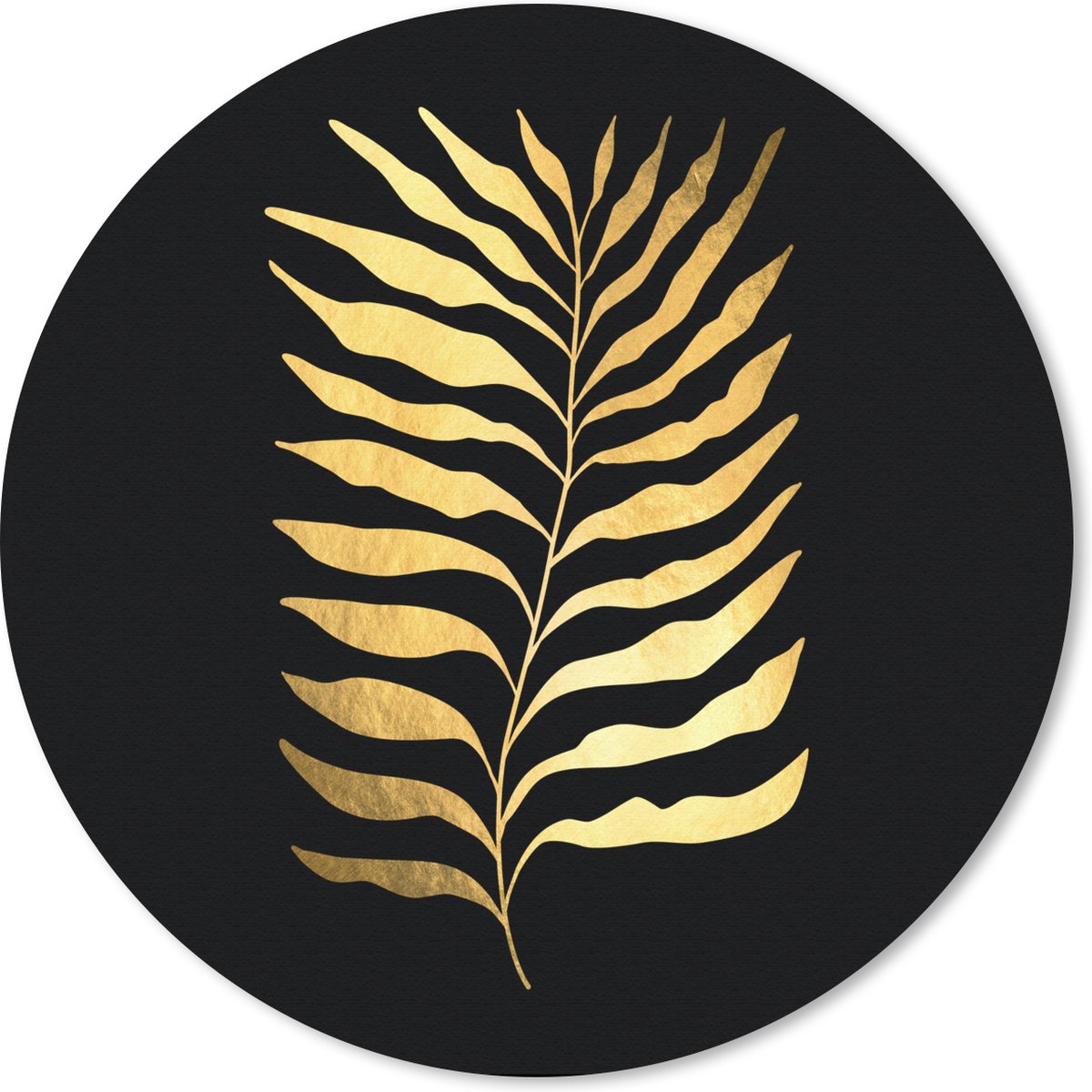 Muismat rond 20x20 cm - Mousepad Bladeren - Goud - Luxe - Natuur - Design - Ronde muismatten