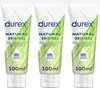Durex Glijmiddel Natural - 100% natuurlijk - waterbasis - 3x 100 ml voordeelverpakking