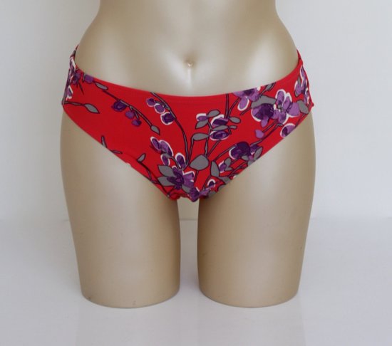 Fantasie - Kyoto - bikinislip - rood met bloemen - maat XL / 42