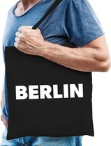 Katoenen Berlijn/wereldstad tasje Berlin zwart - 10 liter - steden cadeautas
