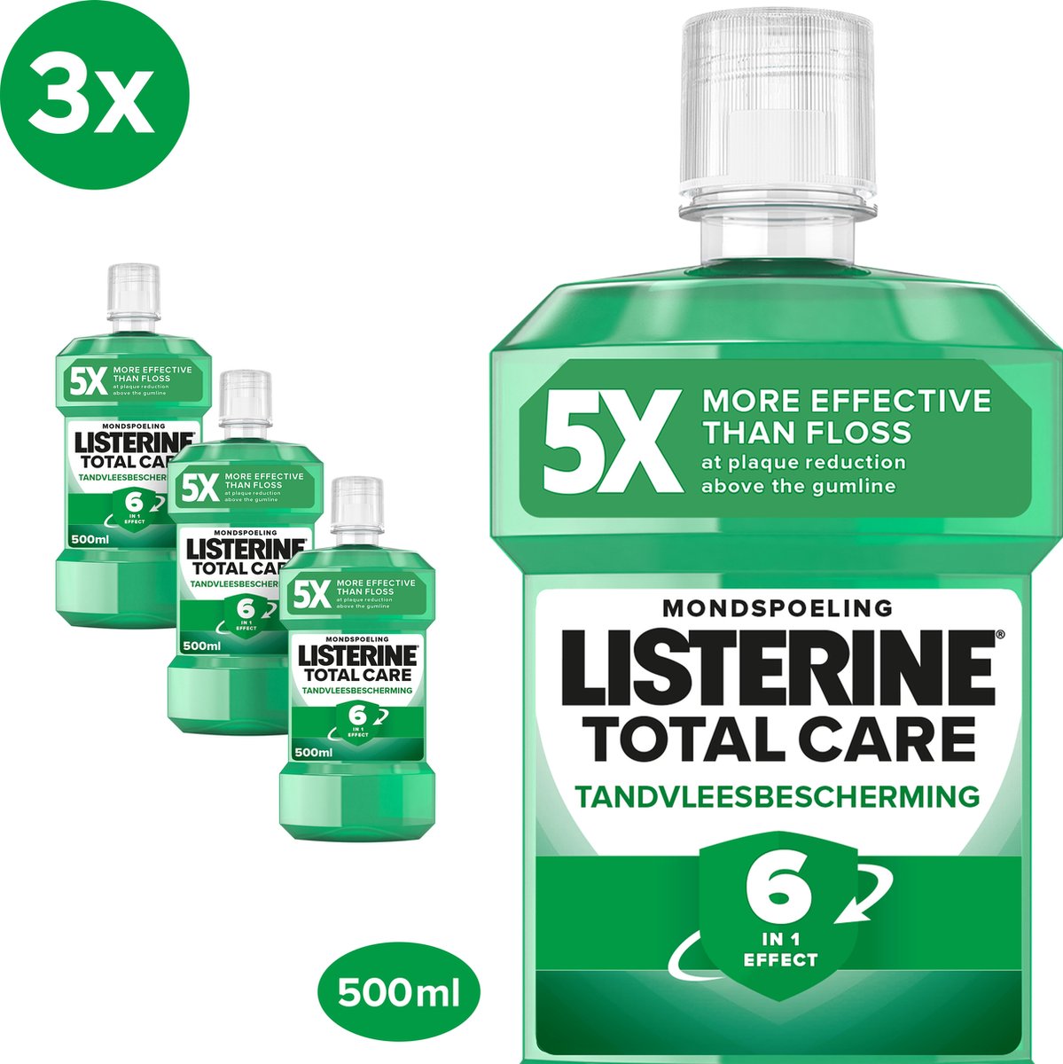 Listerine Bain de Bouche 6 en 1 Total Care, 500ml : : Hygiène et  Santé