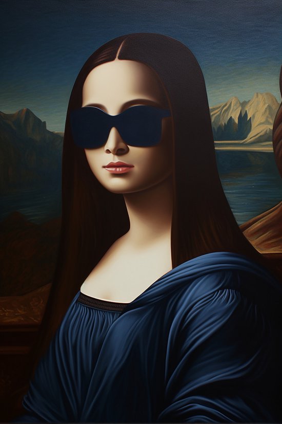 Poster Mona Lisa - Leonardo da Vinci - Moderne Kunst - Mona Lisa met Bril - Poster Kunst - Sfeer Poster - 51x71 - Geschikt om in te lijsten - Wanddecoratie - Interieur design