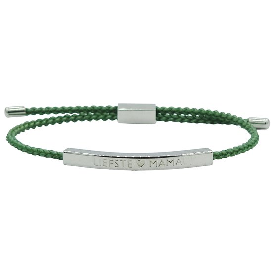 Armband voor moeder - Gegraveerd met 'LIEFSTE MAMA' - Cadeau voor Moederdag/Verjaardag - Kleur Zilver & Groen