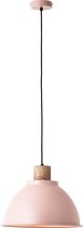 Brilliant Erena hanglamp taupe 38cm metaal/hout 1x A60, E27, 60 W, geschikt voor normale lamp (niet inbegrepen)