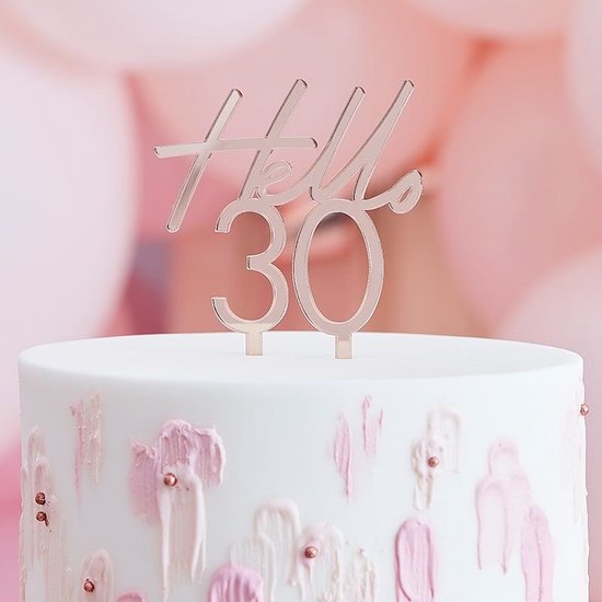 Décoration de gâteau Happy 30e anniversaire - Paillettes d'or rose