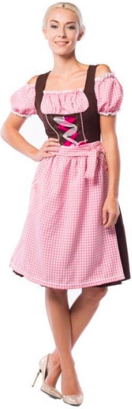 Partyxclusive Dirndl Anne-ruth Lang Dames Polyester Roze/bruin Mt S