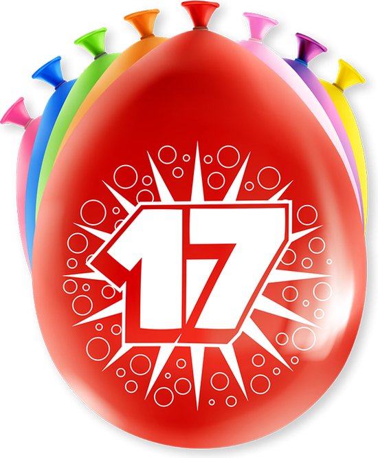 Paperdreams - Ballonnen Happy Party 17 jaar (8 stuks)