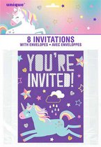 Unique Uitnodigingen Unicorn Multicolor 10,5 X 14,8 Cm 8 Stuks