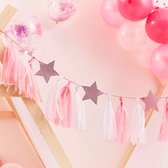 Tassel roze en wit met gouden sterren / Ginger Ray / Garland / Kinderverjaardag / Geboortefeest / Babyshower