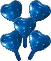 Wefiesta Folieballonnen Hartvorm 22 Cm Donkerblauw 5 Stuks