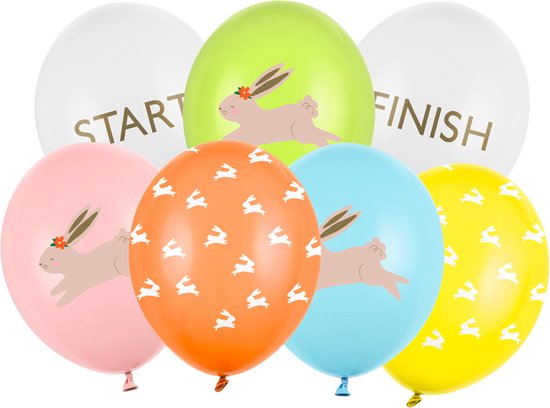 Paasballonnen, 10 stuks, konijnenballonnen, kuiken, eieren, ballonnen